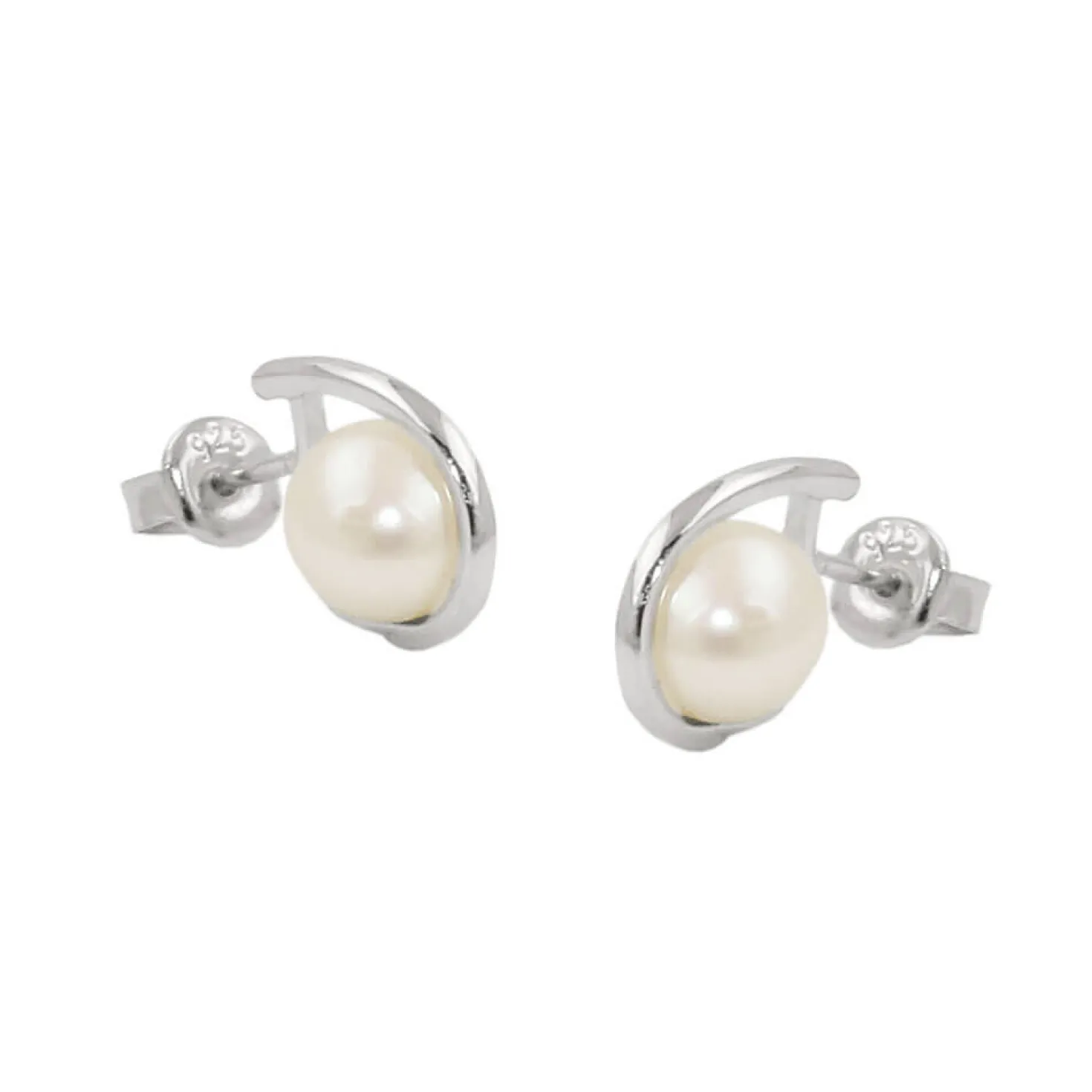 Ohrstecker Ohrringe Ohrschmuck zarte weiße Zuchtperle im Käfig aus 925 Silber