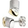 Ohrstecker Ohrringe Ohrschmuck Zirkonia weiß, 925 Silber teilvergoldet mattiert