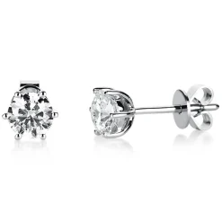 Ohrstecker Ohrringe 950 Platin 2 Diamanten Brillanten 1,00 Ct. 6er-Krappe Ø5,4mm