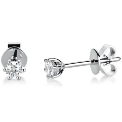 Ohrstecker Ohrringe 950 Platin 2 Diamanten Brillanten 0,20 Ct. 6er-Krappe Ø3,5mm