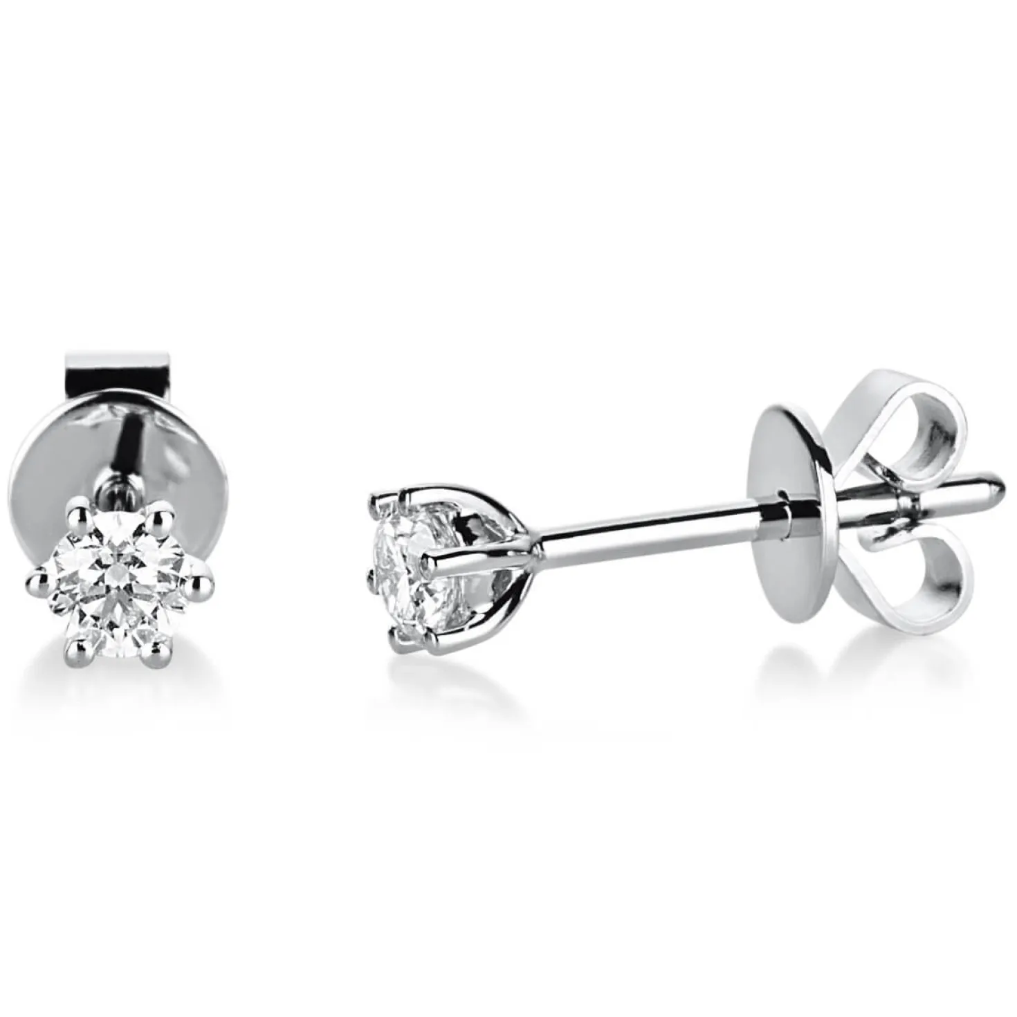 Ohrstecker Ohrringe 950 Platin 2 Diamanten Brillanten 0,20 Ct. 6er-Krappe Ø3,5mm