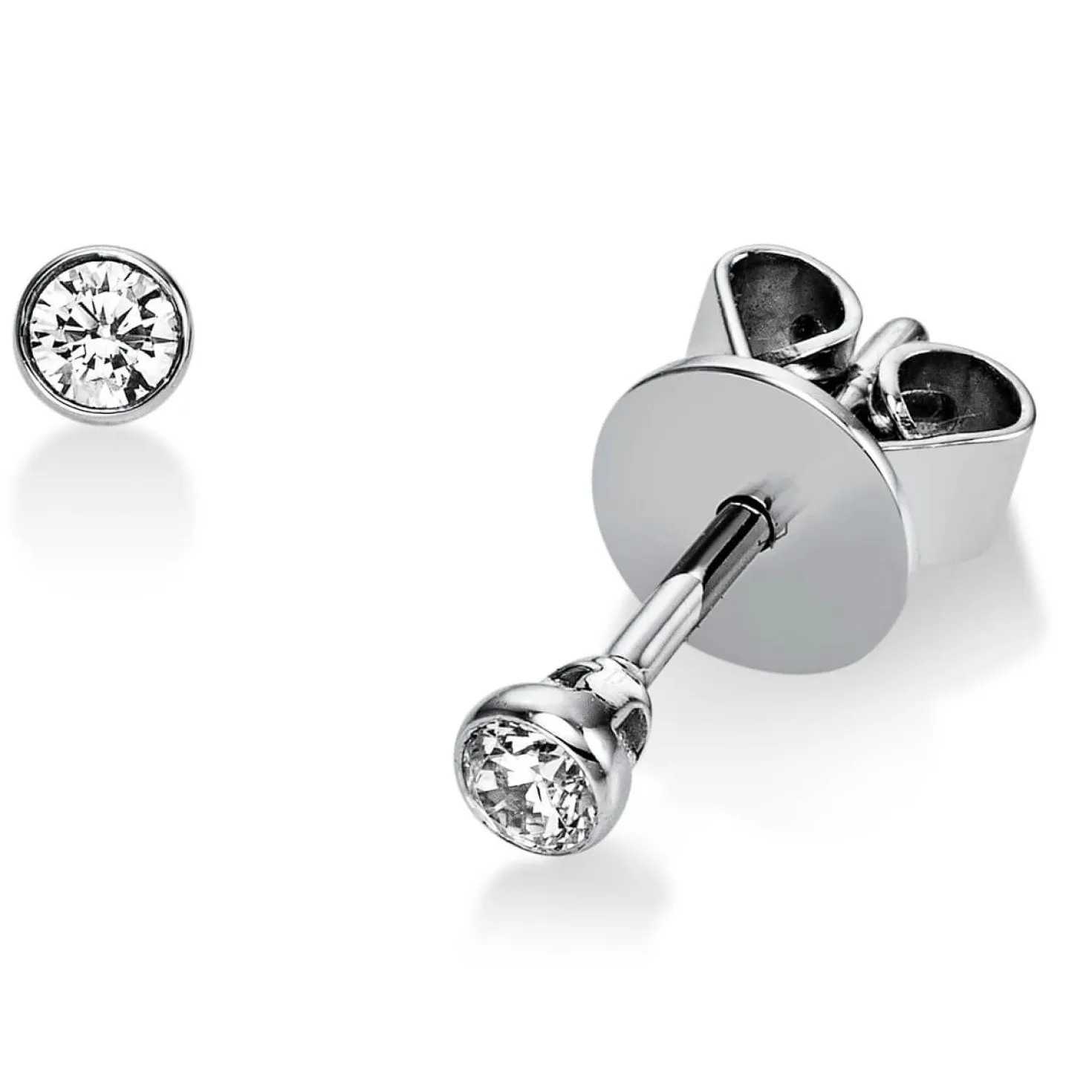 Ohrstecker Ohrringe 950 Platin 2 Diamanten Brillanten 0,10 Ct. Zarge Ø2,5mm