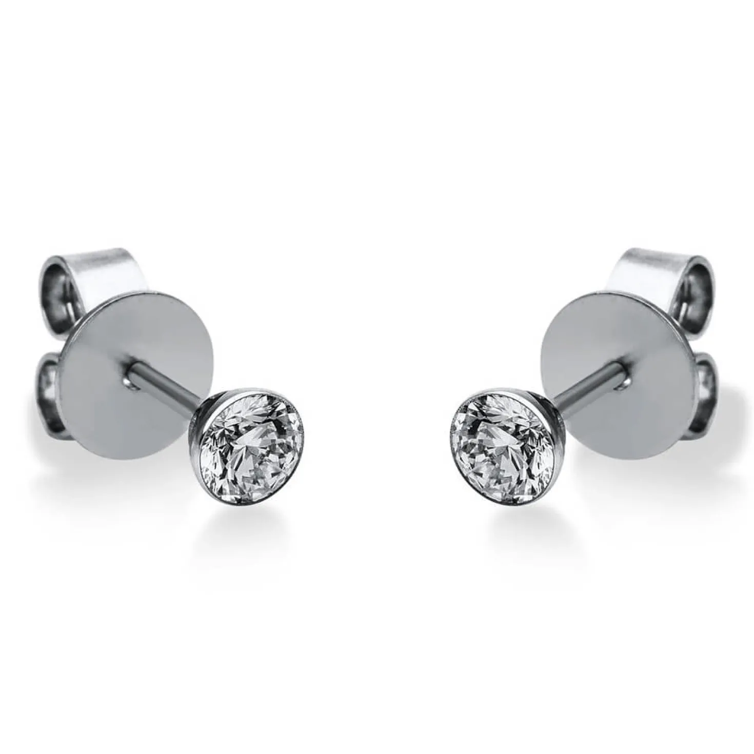 Ohrstecker Ohrringe 950 Platin 2 Diamanten Brillanten 0,30 Ct. Zarge Ø3,6mm