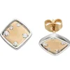 Ohrstecker Ohrringe Quadrat Zirkonia weiß 375 Gold Weißgold Rotgold bicolor matt