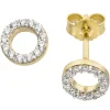 Ohrstecker Ohrringe, Ringform mit Zirkonia, rund, 375 Gold Gelbgold bicolor