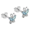 Ohrstecker Ohrringe Schmetterling mit Aquamarin & Zirkonia weiß, 925 Silber
