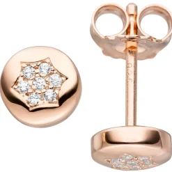Ohrstecker Ohrringe Sternchen Sterne Zirkonia, 925 Silber Rotgold vergoldet