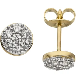 Ohrstecker Ohrringe Zirkonia bicolor 375 Gold Gelbgold Ohrschmuck