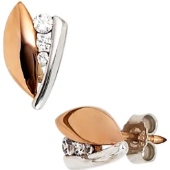 Ohrstecker Ohrringe 6 Zirkonia 375 Gold Rotgold Weißgold Ohrschmuck