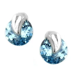 Ohrstecker Ohrschmuck, Aquamarin, Solitär, rund hellblau facettiert, 925 Silber