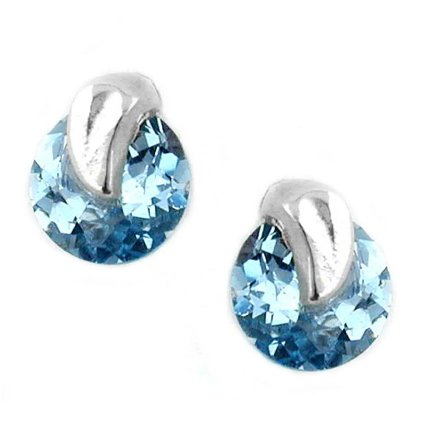 Ohrstecker Ohrschmuck, Aquamarin, Solitär, rund hellblau facettiert, 925 Silber