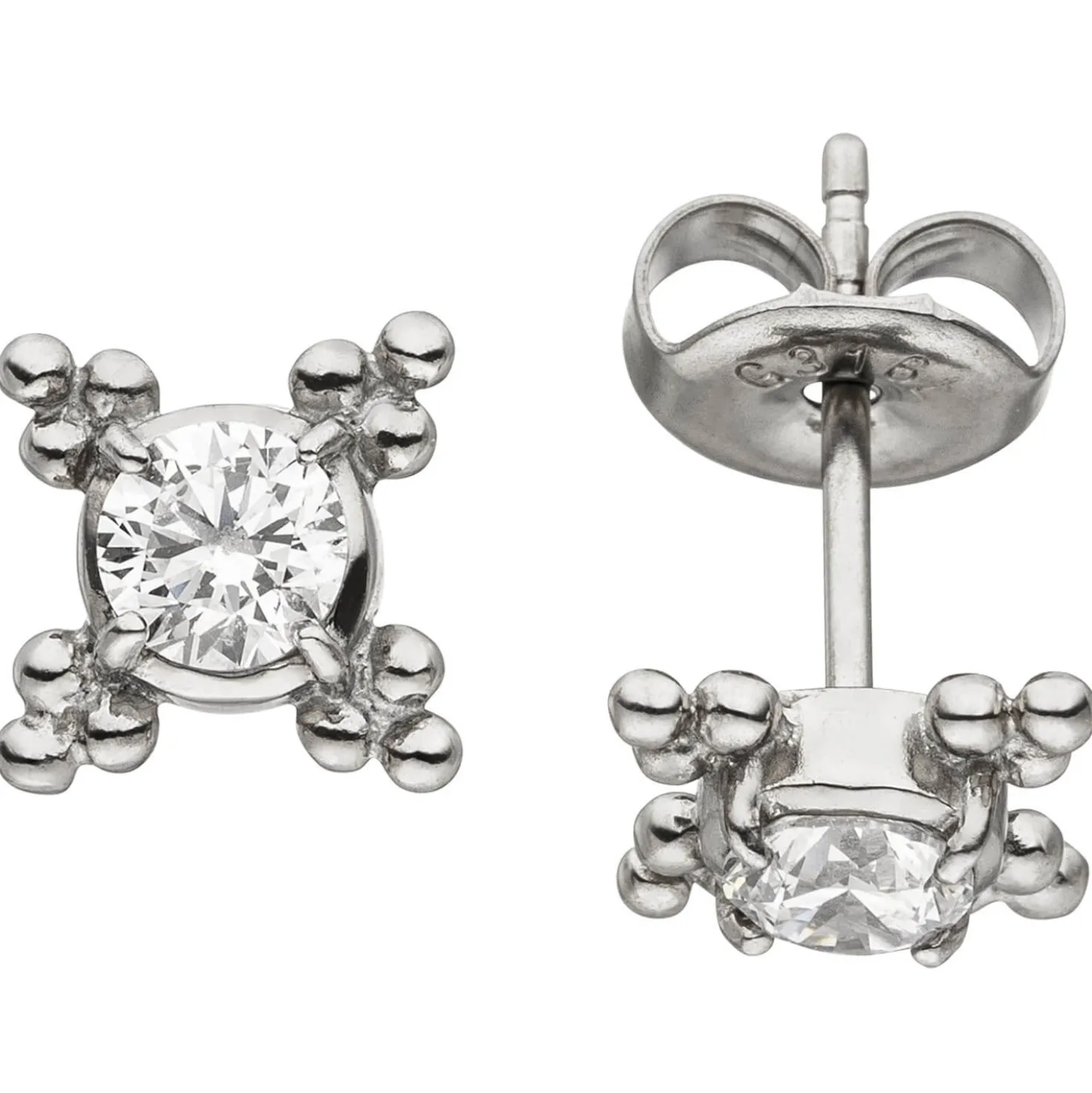 Ohrstecker Ohrschmuck aus Edelstahl 7,7mm mit Zirkonia weiß Ohrringe Damen
