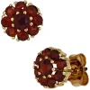 Ohrstecker Ohrschmuck Blume Blumen aus Granat rot 375 Gold Gelbgold
