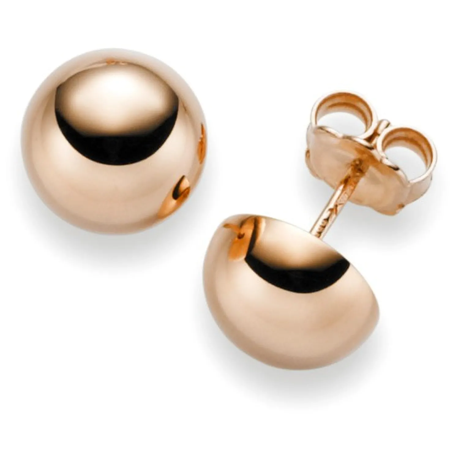 Ohrstecker Ohrschmuck Halbkugel 10mm 750 Gold Rotgold glatt glänzend