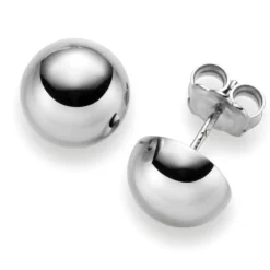 Ohrstecker Ohrschmuck Halbkugel 10mm 585 Gold Weißgold glatt glänzend