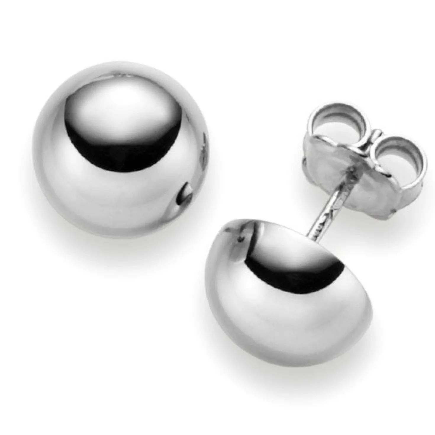 Ohrstecker Ohrschmuck Halbkugel 10mm 585 Gold Weißgold glatt glänzend