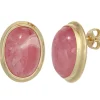 Ohrstecker Ohrschmuck mit Rhodochrosit oval rosé-pink 585 Gold Gelbgold