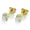 Ohrstecker Ohrschmuck, 4mm weiße Zirkonia, Solitär, 375 Gold Gelbgold