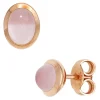 Ohrstecker Ohrschmuck Rosenquarz rosé oval gewölbt 585 Gold Rotgold