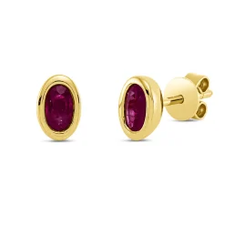Ohrstecker Oval aus 750 Gold Gelbgold 2 Rubine 0,57ct rot 6,3x2,4mm Zarge