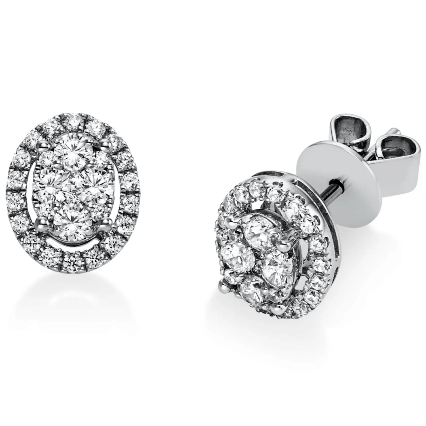 Ohrstecker Oval aus 950 Platin 8 Brillanten 0,3ct TW-SI 48 Brillanten 0,2ct TW-SI