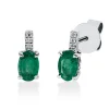 Ohrstecker Oval aus 750 Weißgold 2 Smaragde 0,95ct grün 6 Brillanten 0,03ct TW-SI