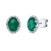 Ohrstecker Oval aus 750 Weißgold 2 Smaragde 2,31ct grün 20 Diamanten 0,28ct