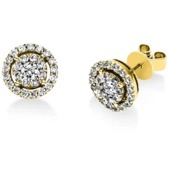 Ohrstecker rund aus 750 Gold Gelbgold 52 Diamanten 0,83ct TW-SI Ø9,3mm