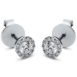 Ohrstecker rund aus 585 Gold Weißgold 26 Brillanten 0,5ct TW-SI Ø5,8mm
