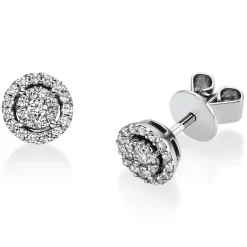 Ohrstecker rund aus 750 Gold Weißgold 48 Diamanten 0,26ct TW-SI Ø6,4mm