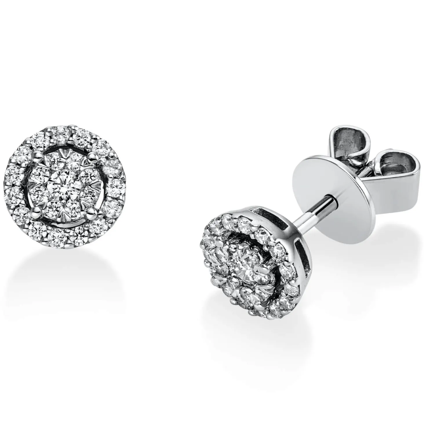 Ohrstecker rund aus 750 Gold Weißgold 48 Diamanten 0,26ct TW-SI Ø6,4mm