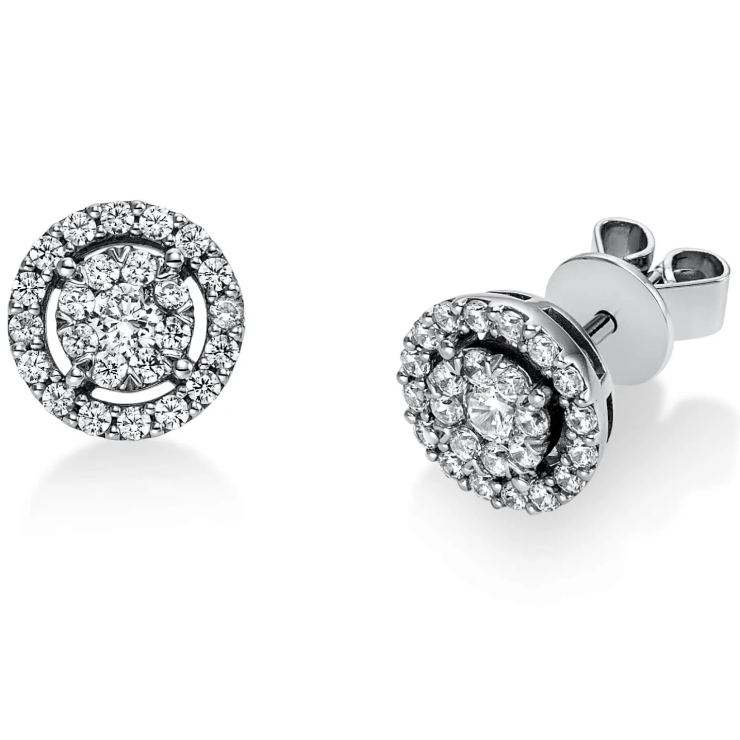 Ohrstecker rund aus 950 Platin 50 Diamanten 0,6ct TW-SI Ø8,3mm