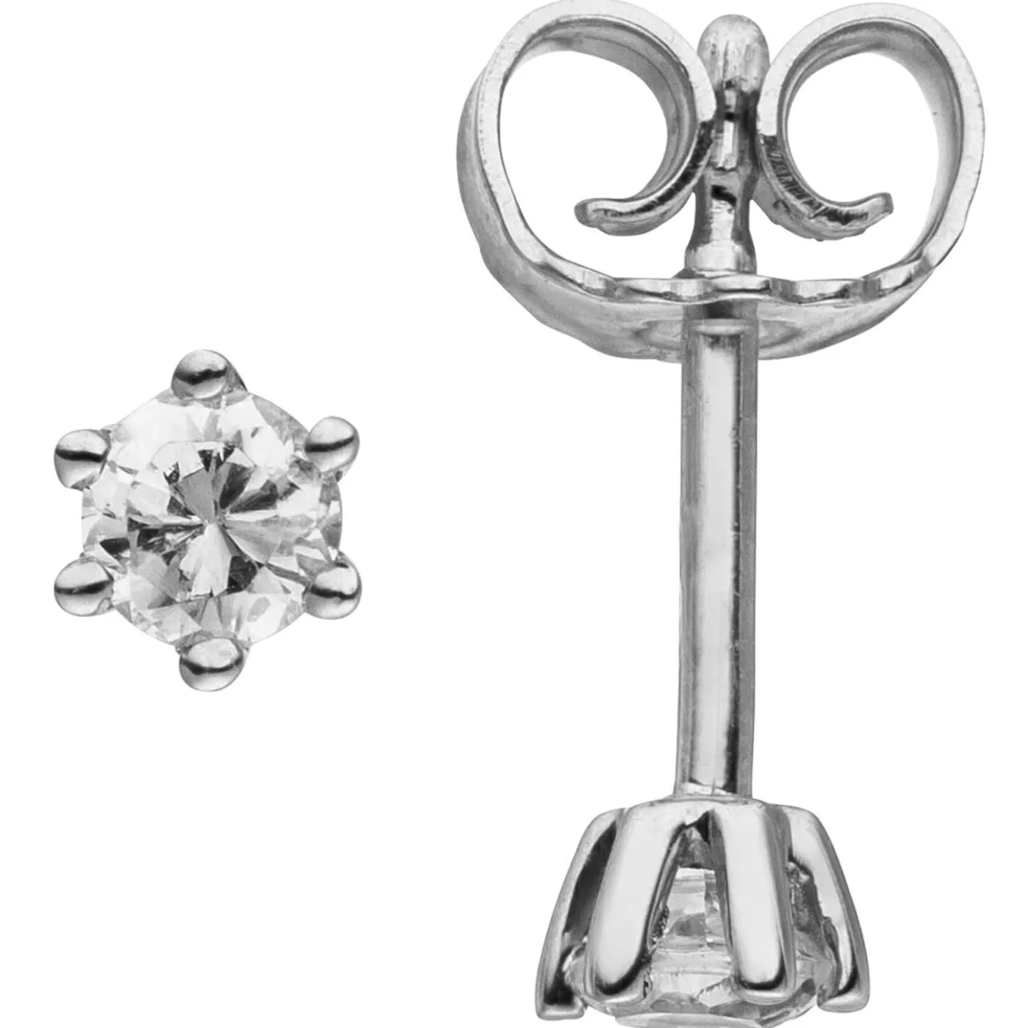 Ohrstecker Solitär Ohrringe 2 Diamanten 0.24Ct W/SI schlicht 585 Gold Weißgold