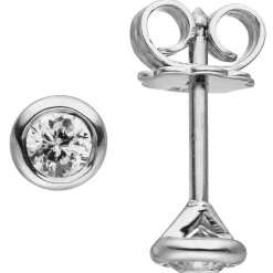 Ohrstecker Solitär Ohrringe mit 2 Diamanten 0.24Ct 585 Gold Weißgold