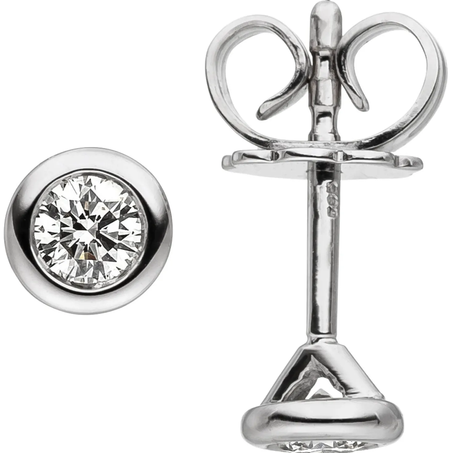 Ohrstecker Solitär Ohrringe mit 2 Diamanten 0.24Ct 585 Gold Weißgold