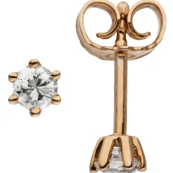 Ohrstecker Solitär Ohrringe mit 2 Diamanten 0.14Ct 585 Rotgold Rosegold