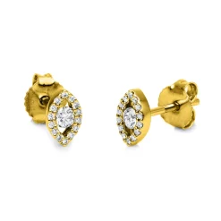 Ohrstecker Spitzoval aus 750 Gelbgold 30 Brillanten 0,18ct TW-SI 6,7x4,2mm