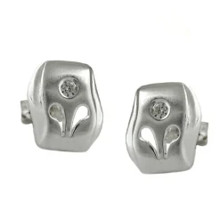 Ohrstecker Stecker aus 925 Silber, matt, mit Zirkonia weiß, Damen