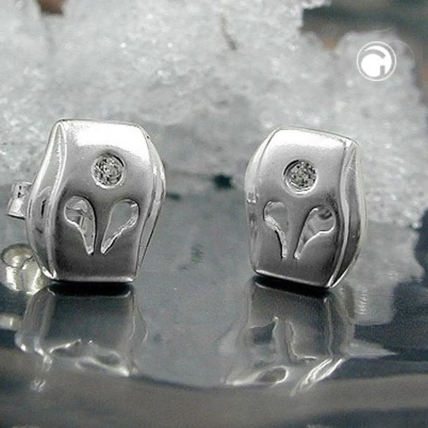 Ohrstecker Stecker aus 925 Silber, matt, mit Zirkonia weiß, Damen