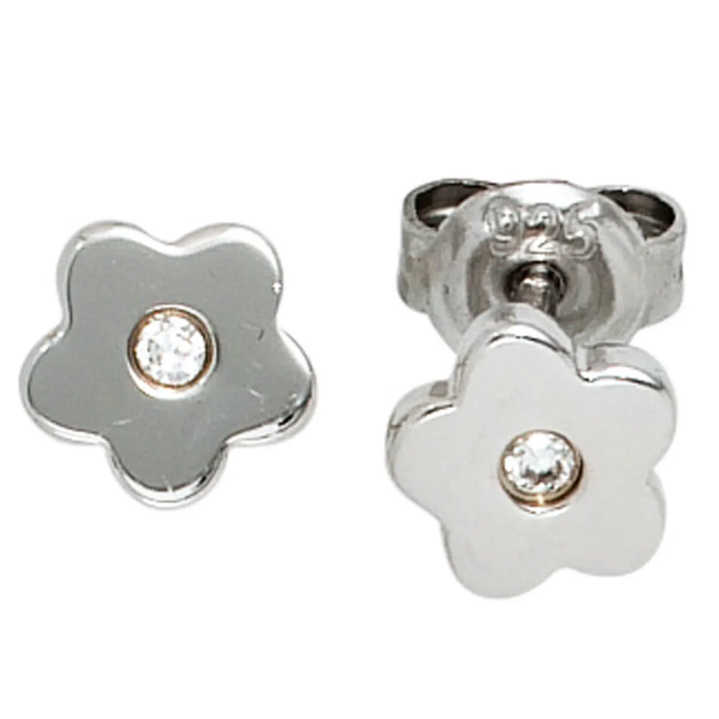Ohrstecker Stecker Blumen Bluten 925 Silber Ohrschmuck mit Zirkonia