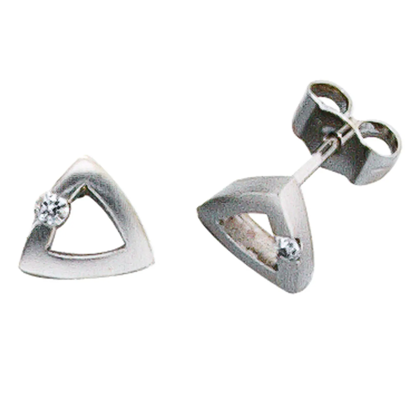 Ohrstecker Stecker Brillant 0.07Ct W/SI Dreieck durchbrochen 950 Platin Damen