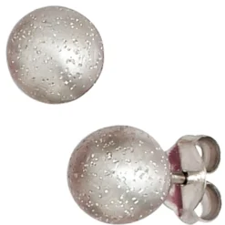 Ohrstecker Stecker Kugel 6,3mm 925 Silber Sterlingsilber Glitzereffekt
