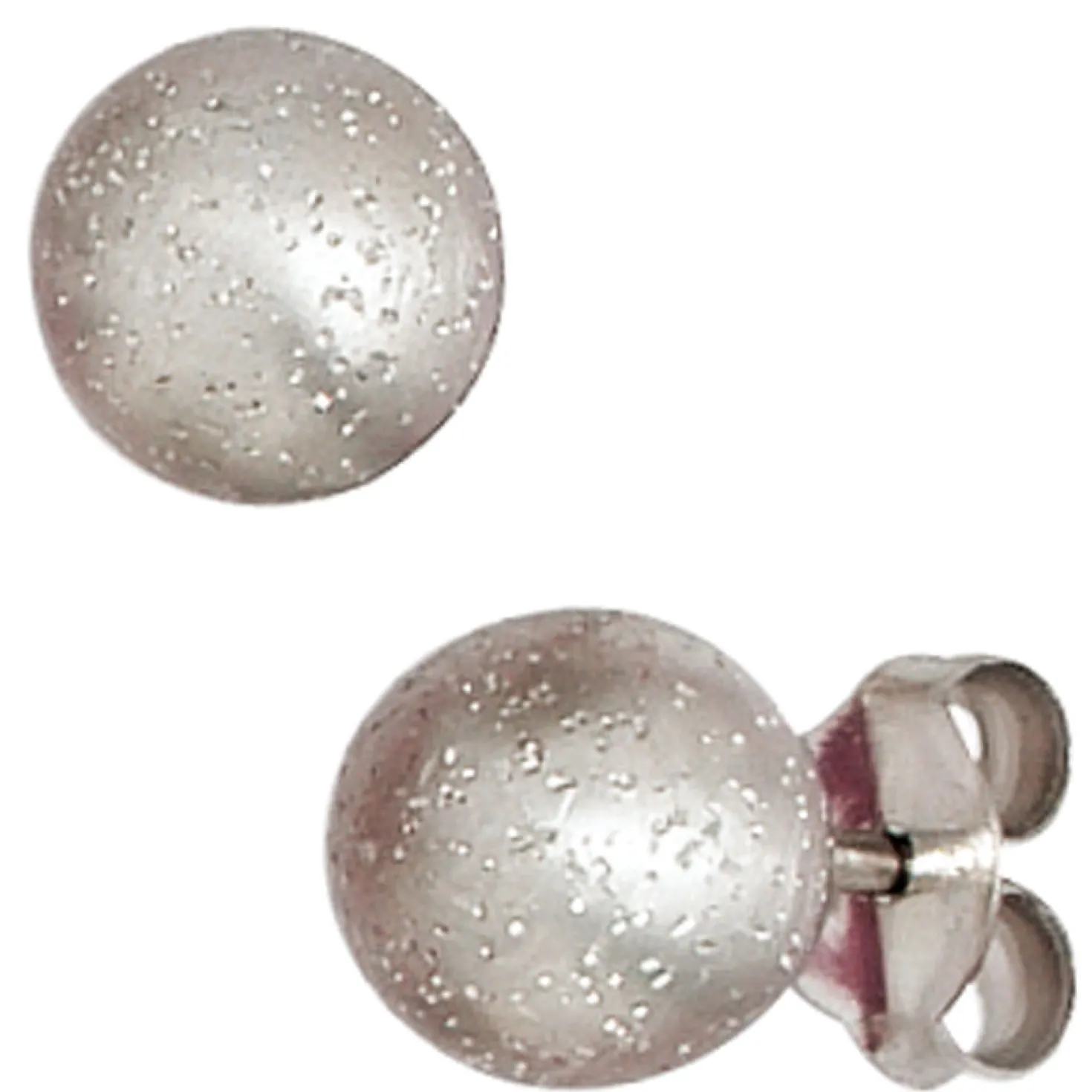Ohrstecker Stecker Kugel 6,3mm 925 Silber Sterlingsilber Glitzereffekt
