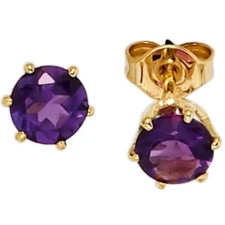 Ohrstecker Stecker mit Amethyst lila violett 5,3mm & 585 Gold Gelbgold
