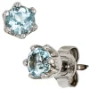 Ohrstecker Stecker mit Blautopas hellblau 925 Silber rhodiniert Damen