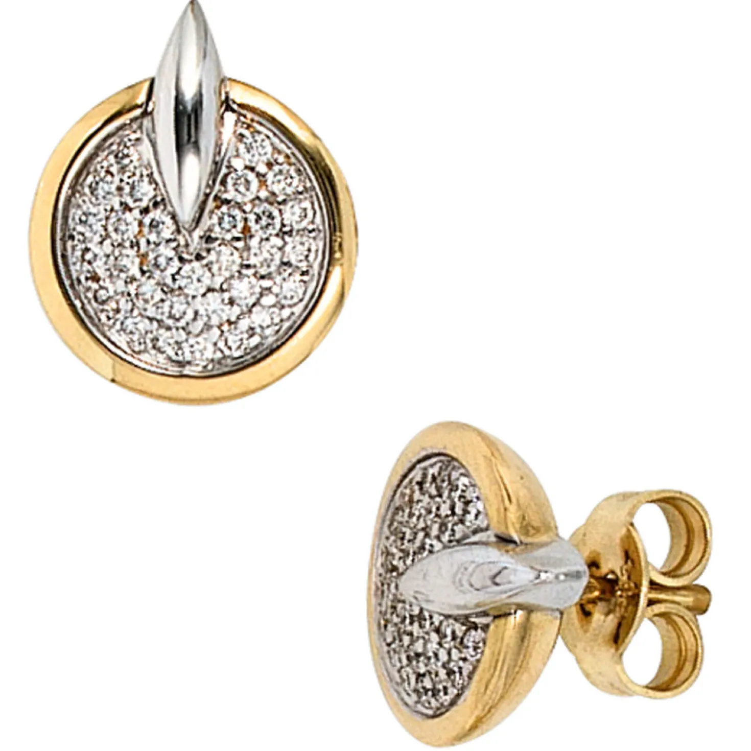 Ohrstecker Stecker mit 60 Diamanten 0.3Ct 585 Gold Gelbgold Ohrringe