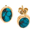 Ohrstecker Stecker mit echtem Türkis oval 585 Gold Gelbgold Ohrschmuck