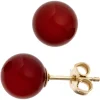 Ohrstecker Stecker mit Karneol Kugel rot-braun 333 Gold Gelbgold