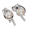 Ohrstecker Stecker mit Perlen & 6 Diamanten 0.04Ct Brillanten 585 Weißgold