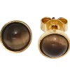 Ohrstecker Stecker mit Tigerauge braun 6,8mm rund 333 Gold Gelbgold
